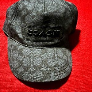 Coach Baseball Cap Black Gunmetal Metallic Signature Adjustable Hat